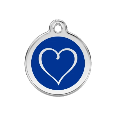 Afbeelding van Tribal Heart Navy roestvrijstalen hondenpenning medium/gemiddeld dia. 3 cm RedDingo