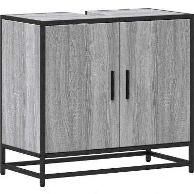 Afbeelding van Wastafelkast 65x33x60 cm bewerkt hout grijs sonoma eikenkleurig