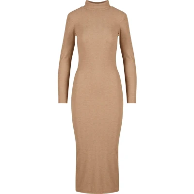 Afbeelding van Urban Classics Rib Longlseeve Mockneck Kokerjurk L Beige