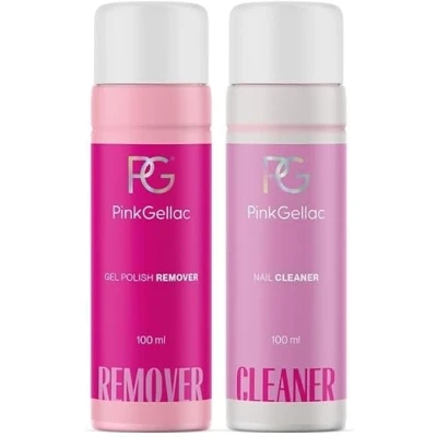 Afbeelding van Pink Gellac Combi Deal 2 x 100ml Remover Cleaner Gellak Set voor Thuis Gelnagels Producten