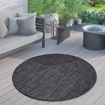 Afbeelding van Paco Home Outdoor Vloerkleed Rond Weerbestendig Balkon Terras Keukenvloerkleed Eenkleurig 200 cm Rund