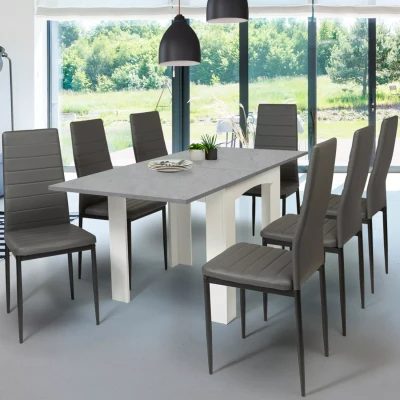 Image de Table à manger extensible DONA 6 8 personnes plateau effet béton ciré 80 160cm