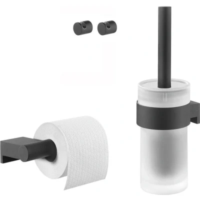 Afbeelding van Tiger Bold Toiletaccessoireset Toiletborstel met houder Toiletrolhouder zonder klep Handdoekhaken Zwart