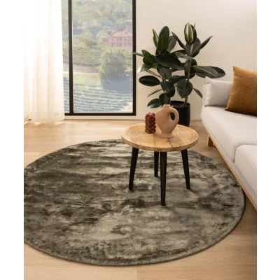 Afbeelding van Viscose Vloerkleed Rond Pearl Olijfgroen 250 Cm