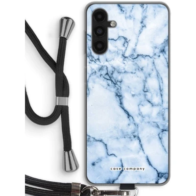 Afbeelding van Case Company® hoesje met Koord geschikt voor Samsung Galaxy A04s Blauw marmer Telefoonhoesje Zwart Bescherming aan alle Kanten en Over de Schermrand