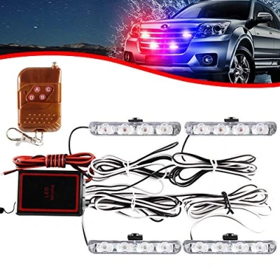 Afbeelding van KaiDengZhe 4 x leds, in 1, stroboscoop, waarschuwing, DC 12 V, noodlicht, knipperlicht, grootlicht, stroboscooplicht, extern licht voor vrachtwagen, aanhanger (rood blauw)