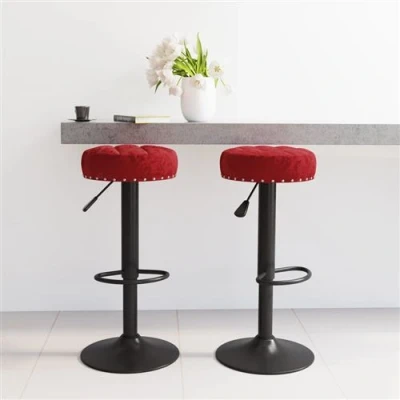 Image de vidaXL Tabourets de bar lot 2 rouge bordeaux velours333001