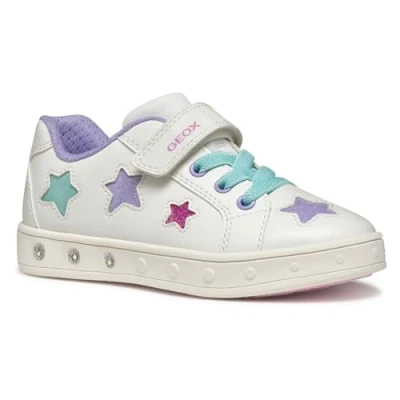 Afbeelding van Geox Light UP Skylin GIRL Sneakers laag voor kinderen, Maat: 35, White/multicolor Imitatieleer/ textiel