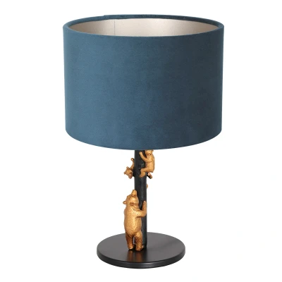 Afbeelding van Anne Light &amp; Home Tafellamp Animaux Fluweel Blauw Ø 20cm