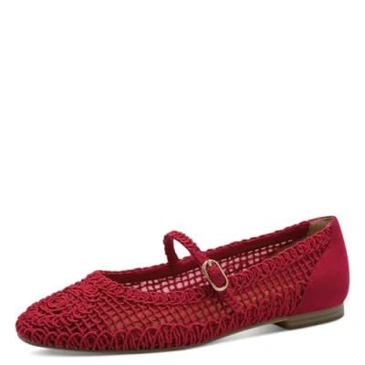 Afbeelding van Tamaris Ballerina&#039;s met enkelbandjes, Dames, Maat: 38, Red Schoenen