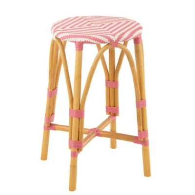 Afbeelding van J Line barkruk Live rotan/kunststof naturel/roze
