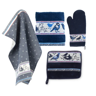 Afbeelding van Bunzlau Castle Keukentextiel Set Birds Donkerblauw