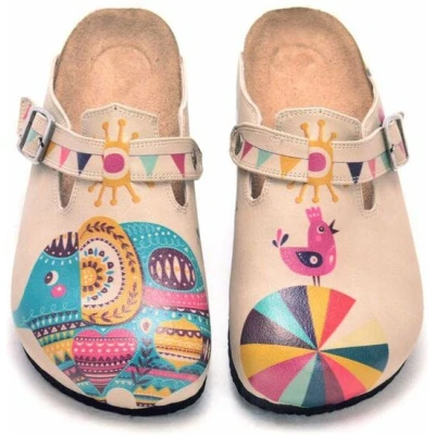 Afbeelding van GOBY Elephant &amp; Chicken Clogs Slippers Hoge kwaliteit Handmade Maat 42