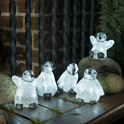 Afbeelding van Konstsmide 6266 203 Acryl figuur Energielabel: F (A G) Baby pinguin Set van 5 stuks Koudwit LED Wit