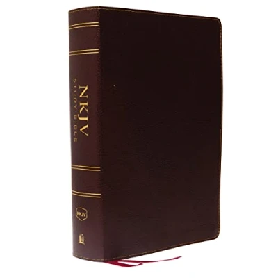 Afbeelding van NKJV Study Bible, Bonded Leather, Burgundy, Full Color, Comfort Print