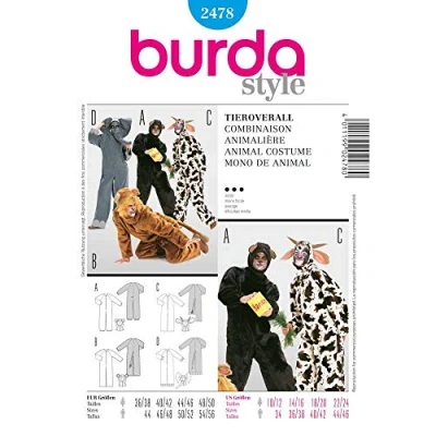 Afbeelding van Burda Naaipatroon 2478 Leeuw, olifant, beer en koe