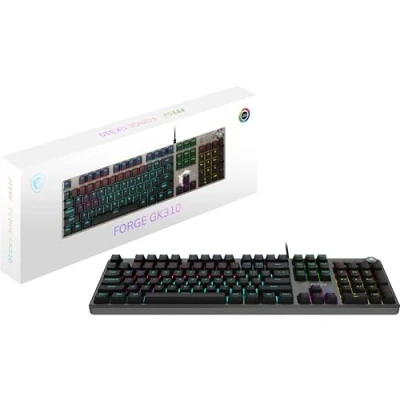 Afbeelding van MSI Force GK310 mechanisch gamingtoetsenbord FR AZERTY, verwisselbare rode schakelaars (lineair), ergonomische toetsen, RGB leds 20 modi, afneembare magnetische kap, USB 2.0 volledige grootte
