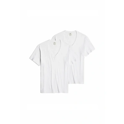 Afbeelding van G Star BASE Vneck 2PACK Hemd, Heren, Maat: Large, White