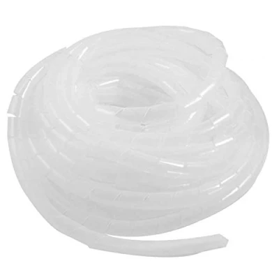 Afbeelding van GTIWUNG Universele flexibele spiraalommanteling, 10 mm, kabelset voor kabelwikkelbuis, spiraalbinding, ter bescherming van de antennekabel TV/pc/USB/tv/AUX (9 m) wit