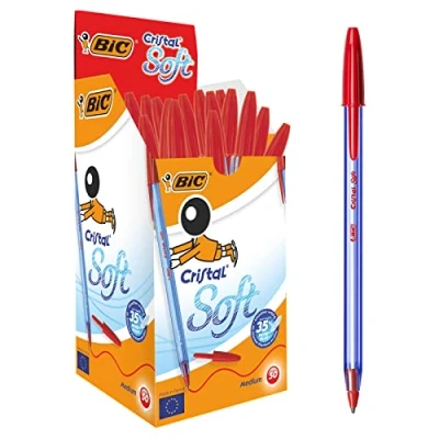 Afbeelding van Pen Bic Cristal Soft Rood Transparant 1 2 mm 50 Onderdelen (50 Stuks)