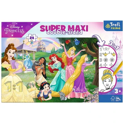 Afbeelding van PUZZEL 3 IN 1 DISNEY PRINCESSEN + KLEURPLAAT EN LEREN TELLEN