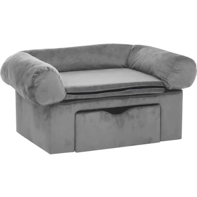 Afbeelding van Hondenbank met lade 75x50x38 cm pluche grijs