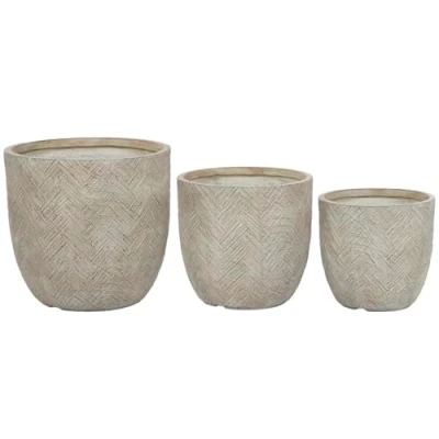 Afbeelding van Plantenbakkenset Home ESPRIT Beige Glasvezel Magnesium 44,5 x 43 cm (3 Stuks)