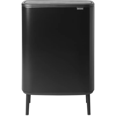 Afbeelding van Brabantia Bo Touch Bin Hi Recycle Duo Prullenbak Met Deksel Op Pootjes 2 X 30 Liter Zwart