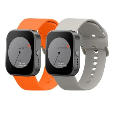 Afbeelding van kwmobile 2x horlogebandjes geschikt voor CMF by Nothing Watch Pro (D395) bandje Smartwatch bandjes van TPU Activity tracker horloge band in grijs / oranje