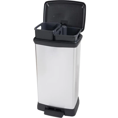 Afbeelding van Curver Decobin Duo Pedaalemmer 23L+23L Zilver Metallic