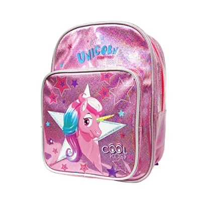 Image de PERLETTI Sac à Dos Fille Fillette 2 3 4 5 Ans Petit Cartable pour Maternelle Voyage Enfant Rose ou Argent avec Licorne Sirène Sacoche Mignon Résistant Réfléchissant (Licorne Poche)