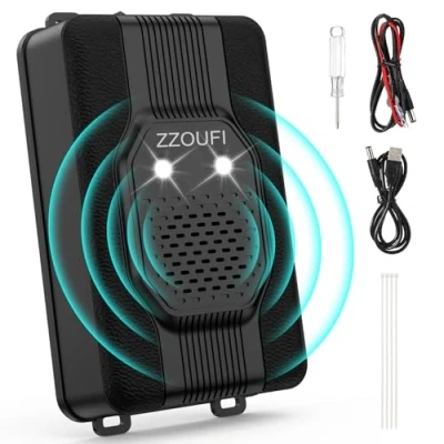 Afbeelding van ZZOUFI Ultrason Anti knaagdieren, marter, auto, knaagdierafweermiddel voor tegen zolder, huis, flexibele voeding, auto accu 12 V, AA of USB batterij