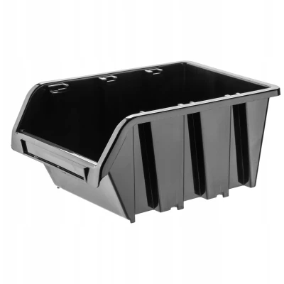 Afbeelding van KADAX Stapelbox van polypropyleen kunststof, verschillende maten, opbergdozen voor gereedschapswand, opbergdoos, zwart, 10 stuks, 490 x 298 mm