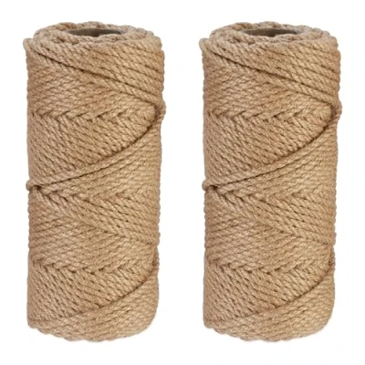 Afbeelding van Relaxdays jute touw op rol set van 2 bindtouw 5 mm 50 m per koord afbreekbaar