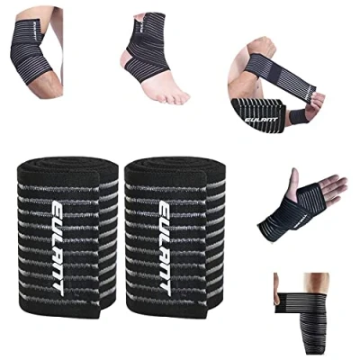 Afbeelding van EULANT 2 stuks bandage 90 cm, elleboogbandage, elastische bandage, verstelbaar, voor pols en knie, enkelsteunbandage