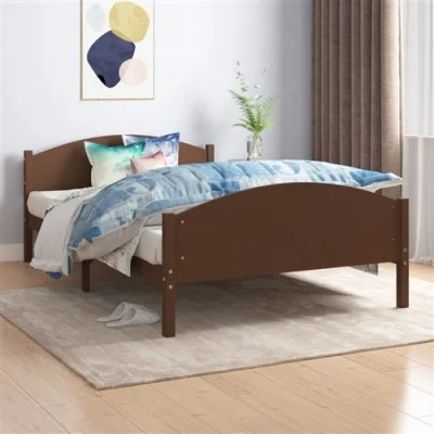 Afbeelding van Bedframe massief grenenhout donkerbruin 120x200 cm