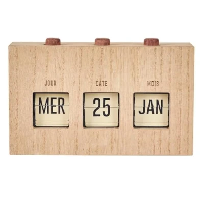 Afbeelding van HOME DECO FACTORY, HD0094, ruw hout, decoratief object, praktisch en elegant, ideaal voor woonkamer of kantoor, duurzaam veelzijdig, afmetingen 30 x 15 cm, MDF kalender met klep