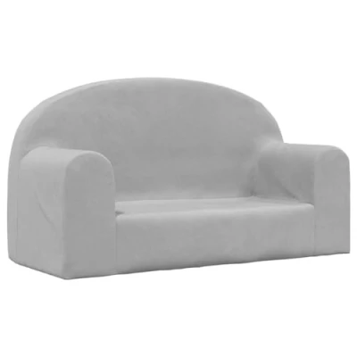 Image de vidaXL Canapé pour enfants 2 places gris clair peluche douce356987