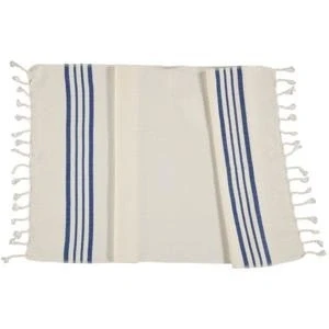 Afbeelding van Kleine Hamamdoek Krem Sultan Natural Royal Blue van Lalay
