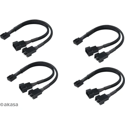 Afbeelding van Akasa PWM Lüftersplitter, 4er Pack PC ventilatorcontroller Zwart