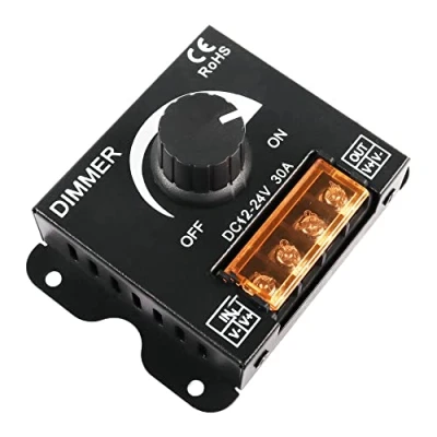 Afbeelding van MEIRIYFA PWM dimregelaar voor DC 12V 24V 30A led lichtstrip met aan/uit knop en aluminium behuizing 5050 3528 verstelbare ledstrip