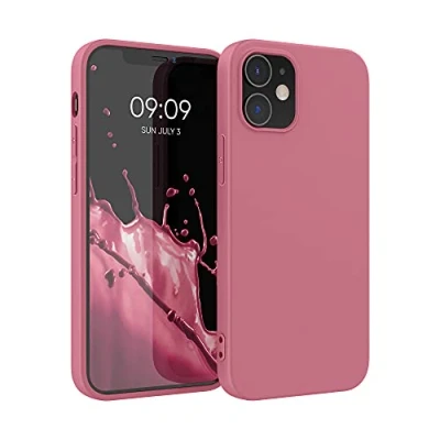Afbeelding van kwmobile telefoonhoesje geschikt voor Apple iPhone 12 / Pro Hoesje met siliconen coating Smartphone case in donkerroze