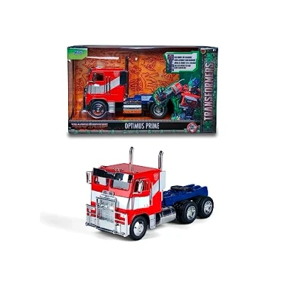 Afbeelding van Jada Toys Transformers Optimus Prime (T7) als autovrachtwagen uit de beesten van Transformers, miniatuurauto voor kinderen en volwassenen vanaf 8 jaar, 1:24, 27 cm, rood/blauw