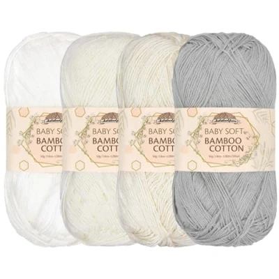 Afbeelding van JubileeYarn 4 strengen van zacht bamboe katoenen garen voor baby&#039;s, 50 g