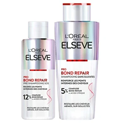 Afbeelding van L&#039;Oréal Paris Herstellende Haarroutine voor Beschadigd &amp; Overspannen Haar Pre Shampoo + Citroenzuur Complex Elseve Pro Bond Repair 2 Producten