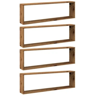 Afbeelding van vidaXL Wandschappen kubus 4 st 100x15x30 cm bewerkt hout oud