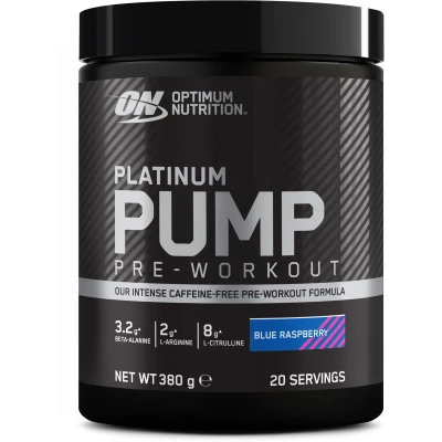Afbeelding van Optimum Nutrition Platinum Pump Pre Workout Blue Raspberry 380 gram (20 Servings)