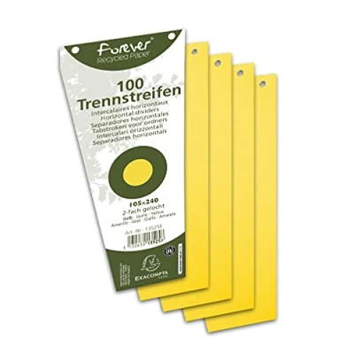 Afbeelding van Exacompta Scheidingsstroken trapezium 180 g/m², gerecycleerd, met perforatie, geel (pak 100 stuks)