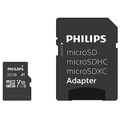 Image de Carte mémoire Philips Class 10 micro SDHC UHS I 32 Go avec Adaptateur SD Noir