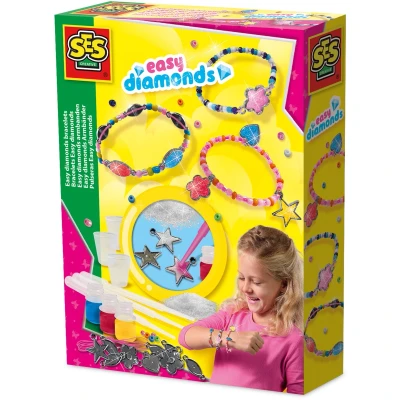 Afbeelding van SES Easy diamonds armbanden zelf maken 9 bedels om te vullen met kralen en elastiek koord knutselen meisjes